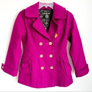 2000s Y2K Baby Phat Girlz Magenta Pea Coat Medium